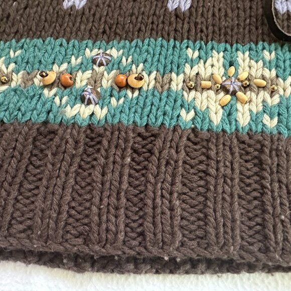 LaROK Woodsman Beaded Lace Up Reindeer Wool Sweater aso Jessica Simpson S - Picture 10 of 16